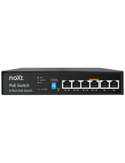Switch noXt PoE 4P 60W 100Mbps + 2xSFP+ 10G gestão L3