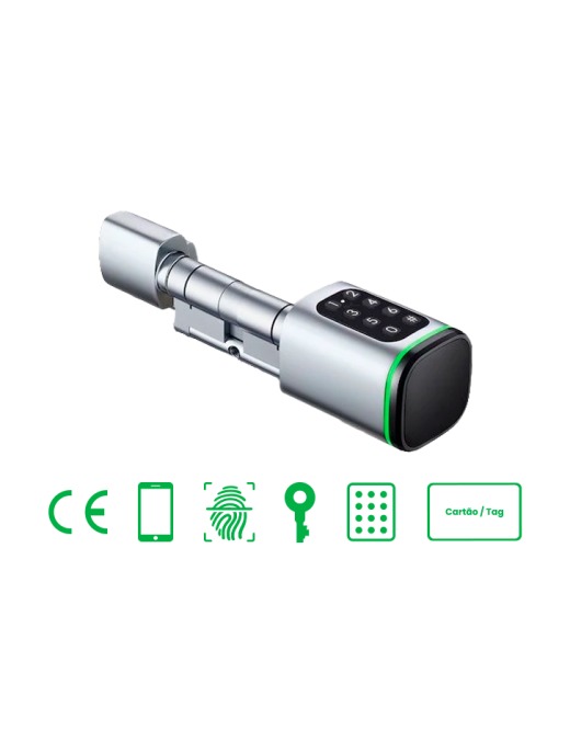 Fechadura Cilindro CINZA NOSSSA com Biometria e RFID | Segurança Avançada
