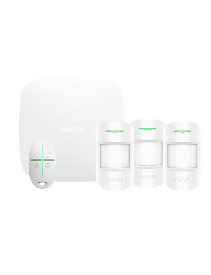 AJAX KIT 3 WHITE Alarme com HUB e Sensores MotionProtect