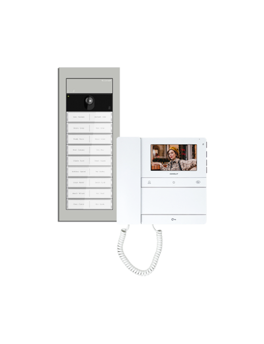 Kit Vídeo 2 Fios 8 Apt. People c/ Punho c/ Tag - COMELIT