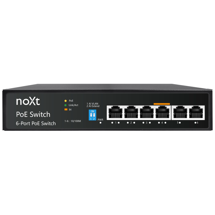 noXt P4P2UP-60W Switch PoE 4x100M + 2 uplink 60W